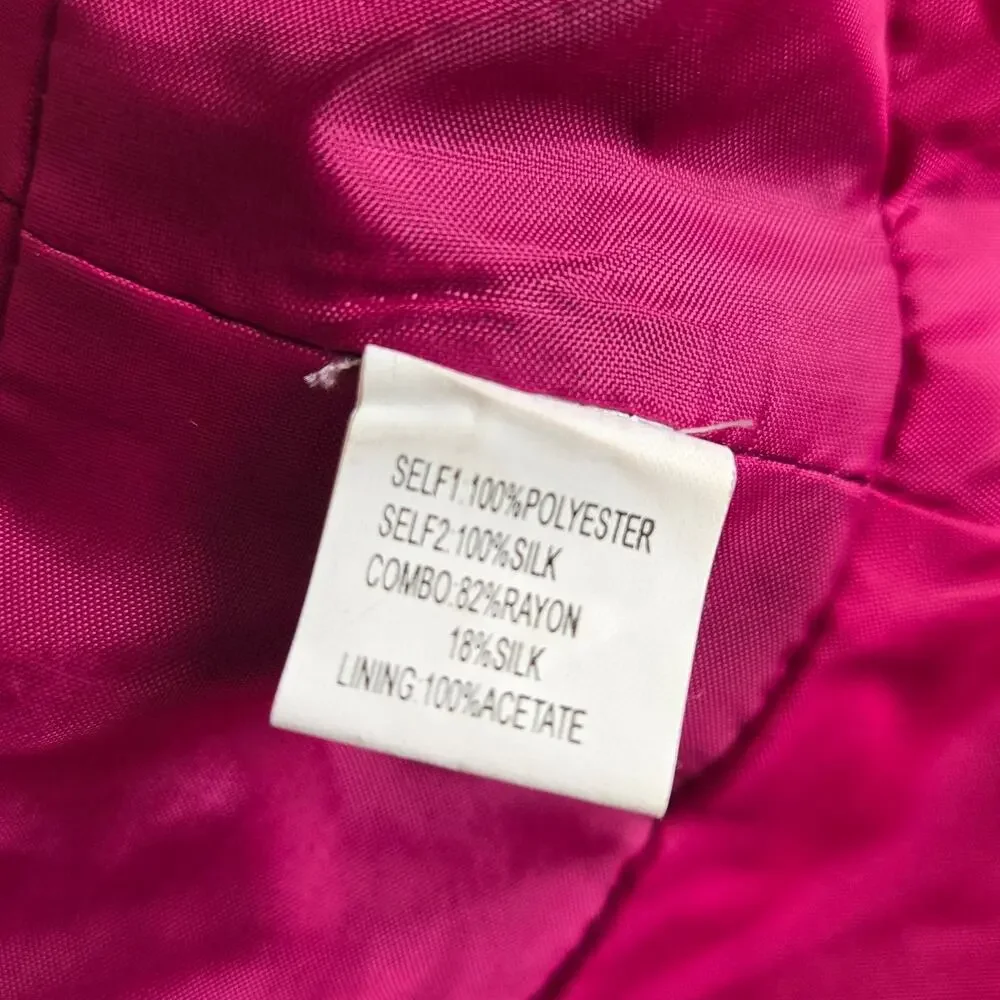 Vintage Y2K Babydoll Party Dress Embroidered Tulle Glam Prom Women Magenta 6 - Picture 11 of 15